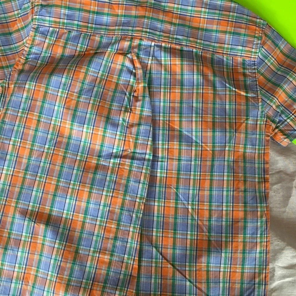 Ralph Lauren button down shirt orange & green boys GUC size 7